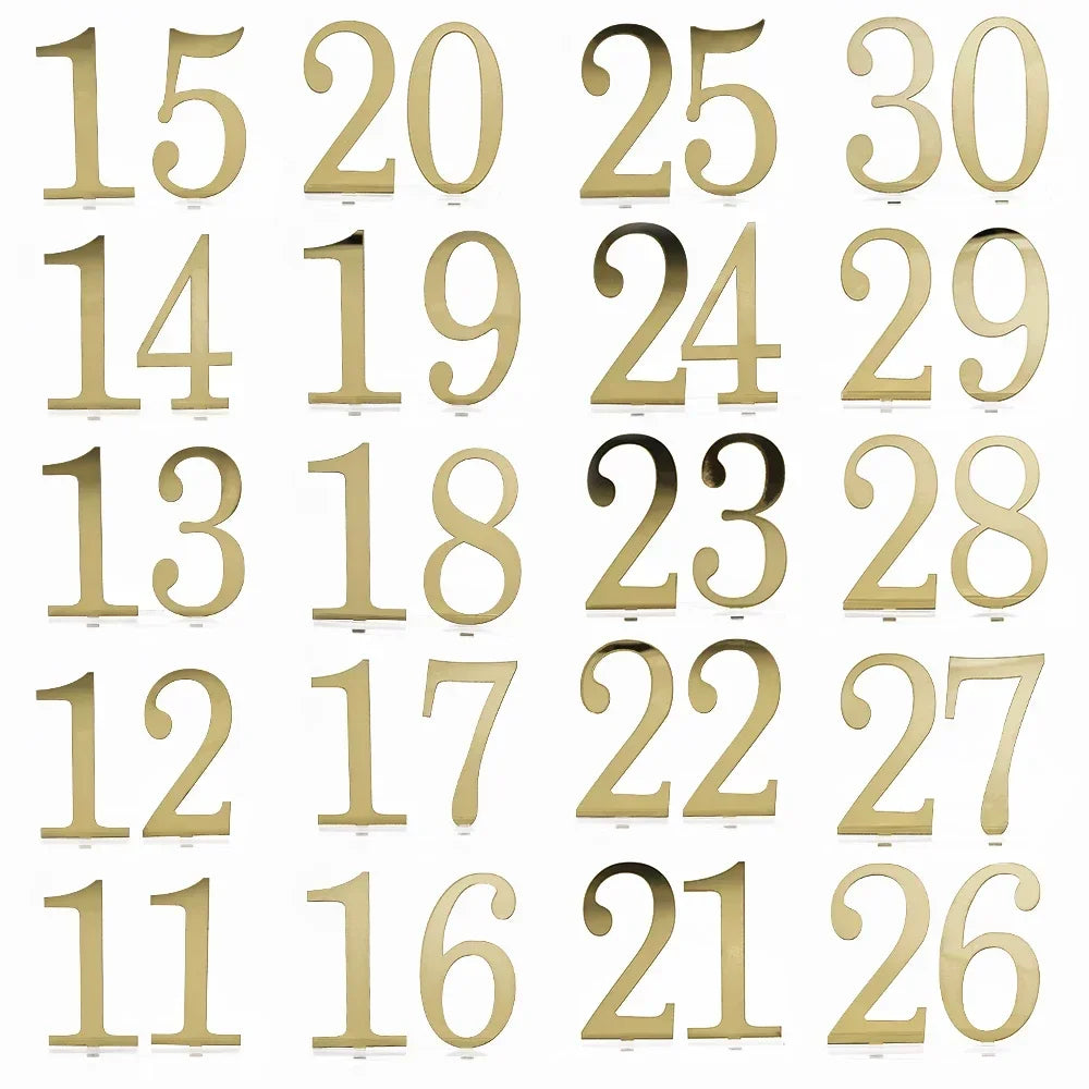 イベント・結婚式装飾|ゴールドミラーのウェディングテーブルナンバー