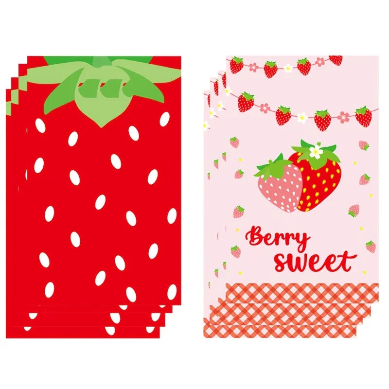 |イベント・ノベルティ用品 |ストロベリー柄 ギフトバッグ 30枚セット | W16.5×H25c