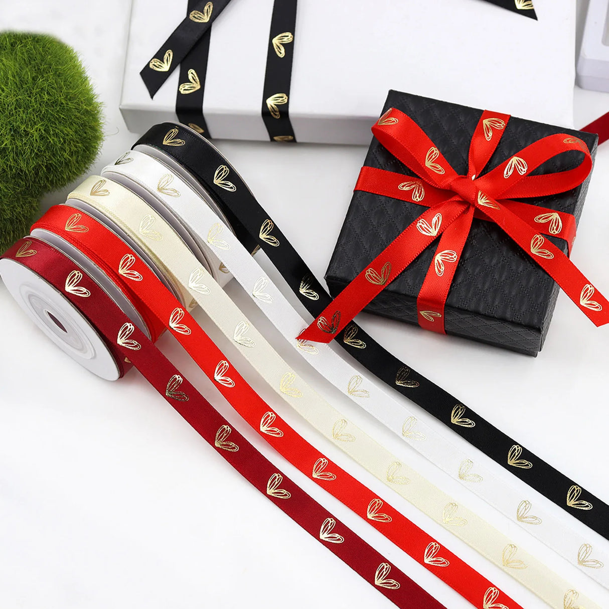 バレンタインデー用ハート柄片面プリントリボン