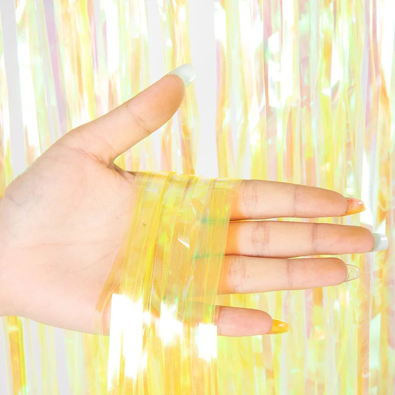 パーティー・インテリア用装飾 オーロラ・レインボーカラーカーテン 長さ1M/2M/3M