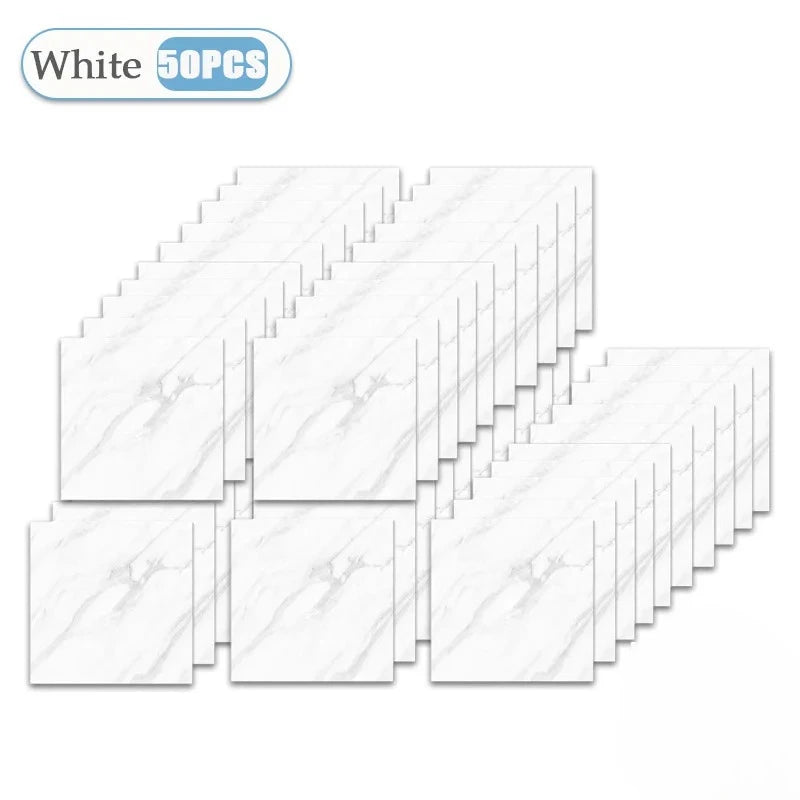 DIY用 マーブル柄タイル風 ステッカー 10枚入~50枚入 大容量