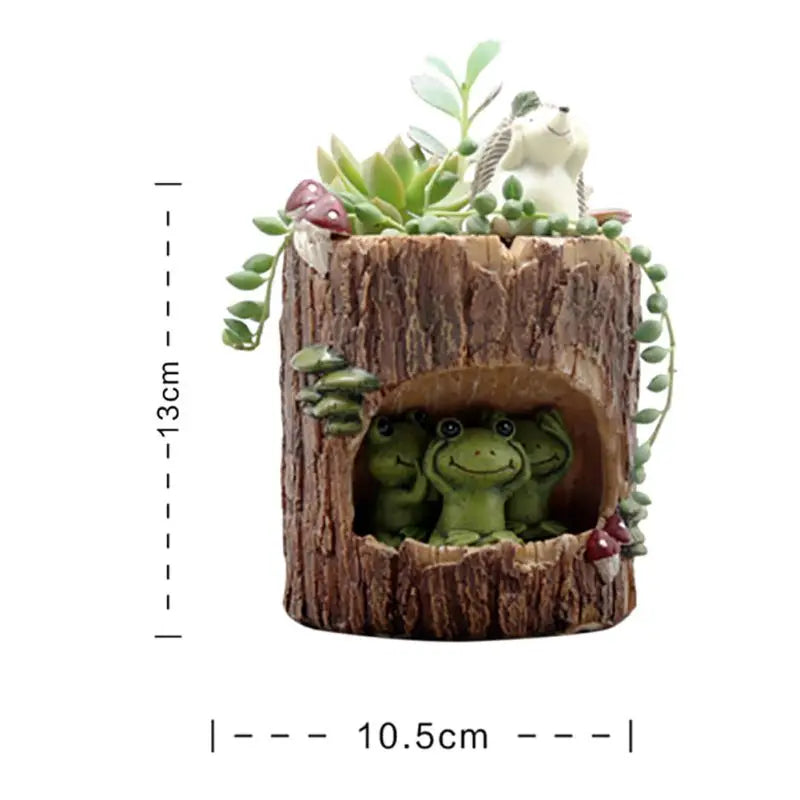 かわいい小動物ファミリーハリネズミクマカエルの置物樹脂植木鉢ホームガーデンデスクトップ植木鉢多肉植物盆栽植物デコ
