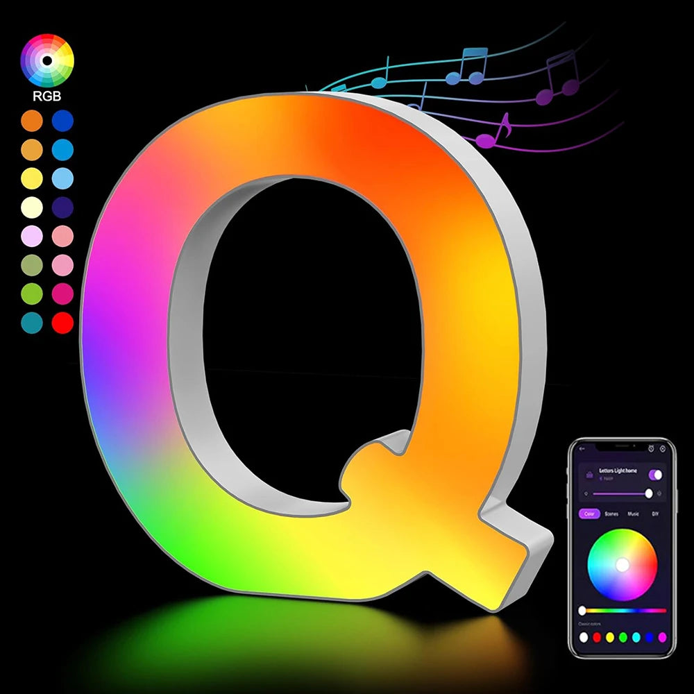 【LED装飾】LEDライト・デコレーションライト(数字/アルファベット)調光可能 レインボーカラー