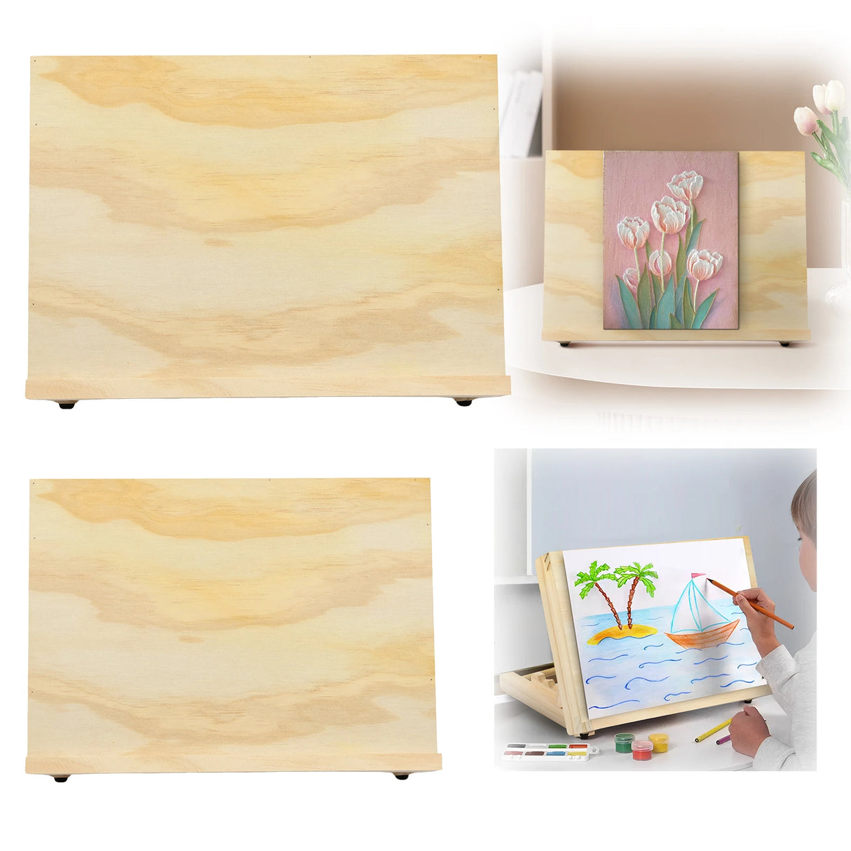 【角度調節可能】折りたたみ式木製イーゼルスタンド