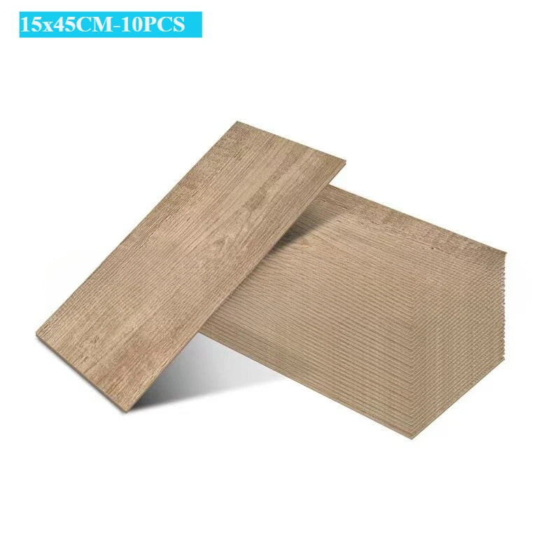 DIYフロアシート 天然木目風 床ステッカー 幅15cm x 45cm 10枚入