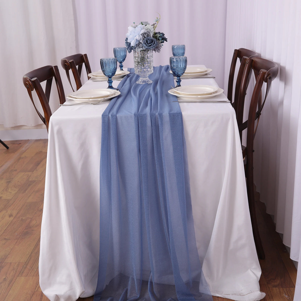 インテリア・パーティ装飾 | シフォンテーブルランナー| 全長1.8m/3m/4m/6m/8m