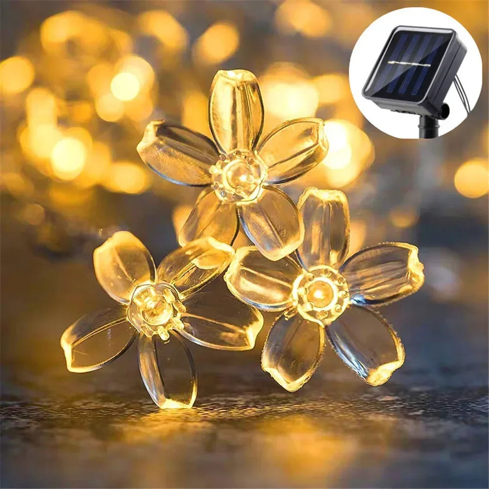 ソーラーライト|イベント・パーティー装飾|防水ソーラー式LEDチェリーフラワーライト(5M/7M/12M)