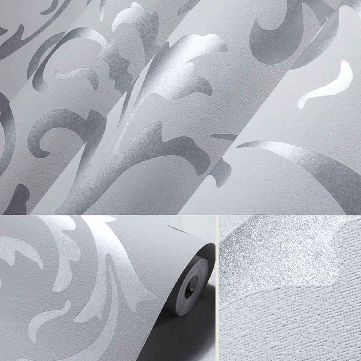 壁面装飾 ダマスク柄壁紙シート 53c幅×9.5M 防湿・防カビ機能