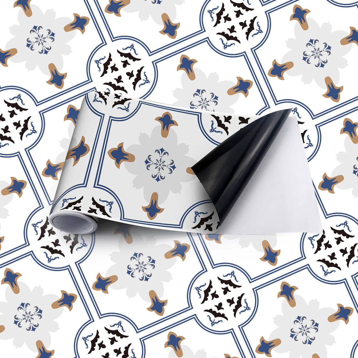 DIYフロアシート モダン柄タイル風パターンシート ステッカー 幅20cm x 300cm