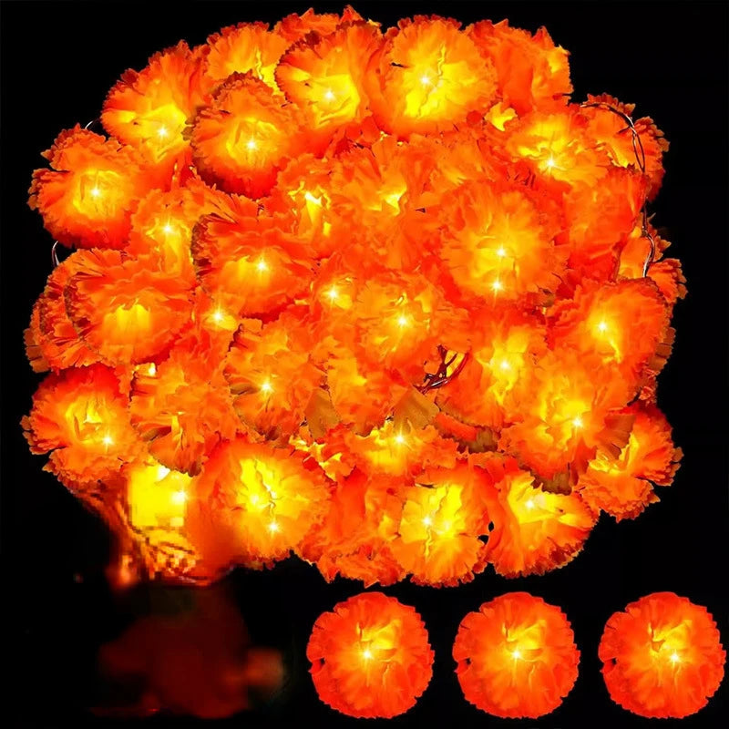 イベント・ハロウィン装飾|マリーゴールドガーランドライト デコレーション(1.5M/3M)