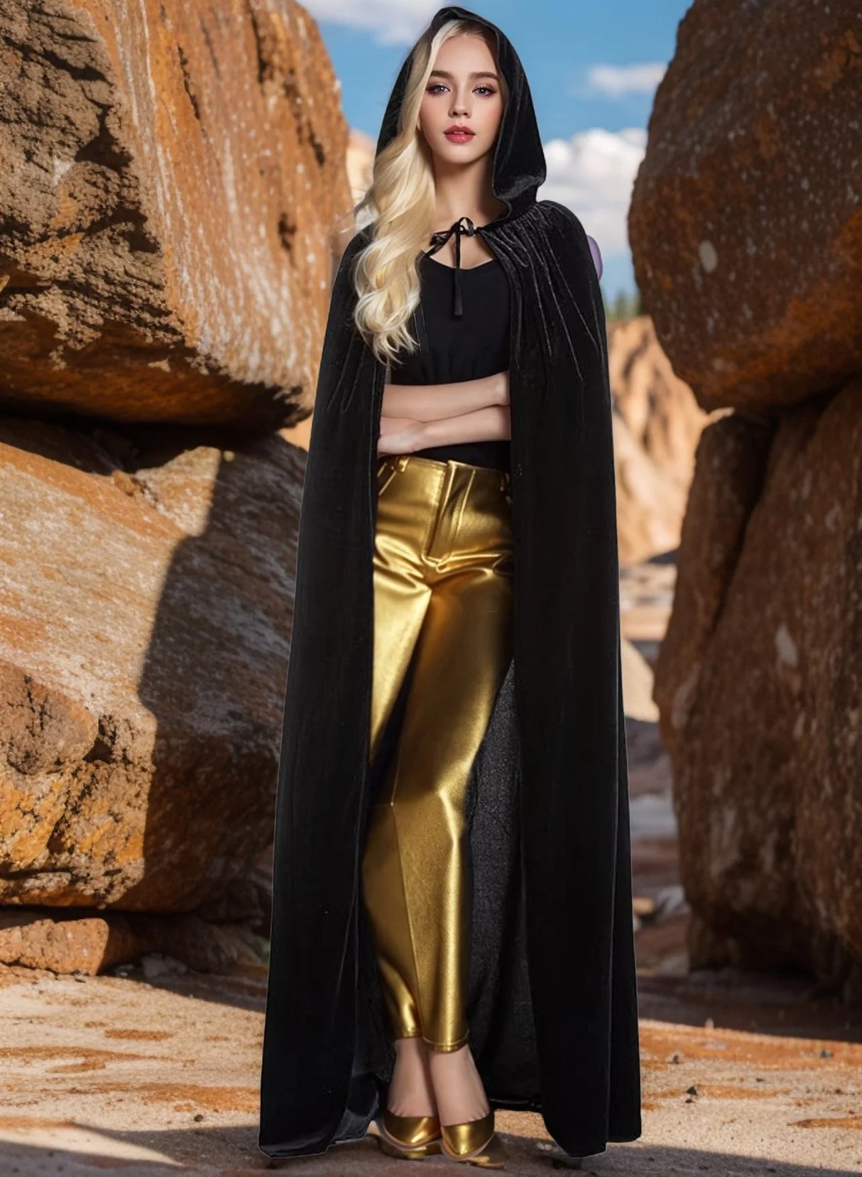 イベント・ハロウィングッズ|ベルベットフード付きマント(60c~170c)