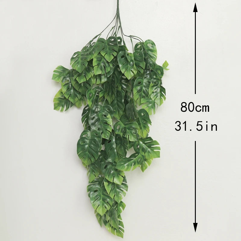 ヤシの人工植物・プラスチックのつる・壁掛け・シダ