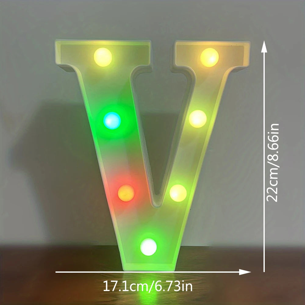 【LED装飾】LEDライト・デコレーションライト(アルファベット/数字)マルチカラー 22cm