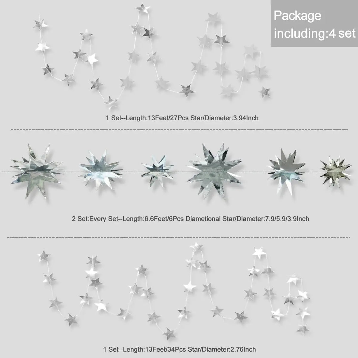 イベント・クリスマス装飾|シルバースター3Dガーランドデコレーション