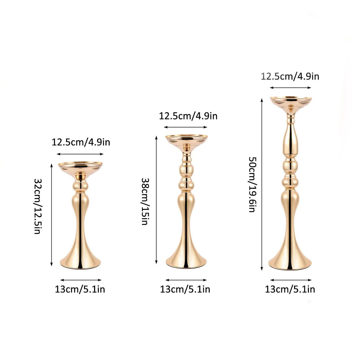 結婚式・インテリア装飾|ゴールドシルバー メタルフラワースタンド燭台