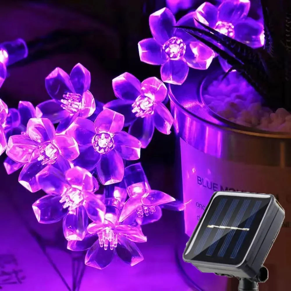 ソーラーライト|イベント・パーティー装飾|防水ソーラー式LEDチェリーフラワーライト(5M/7M/12M)
