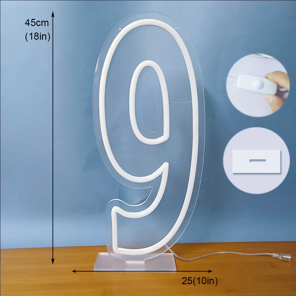 LED数字ネオンサインライト(0~9)USB電源・調光対応
