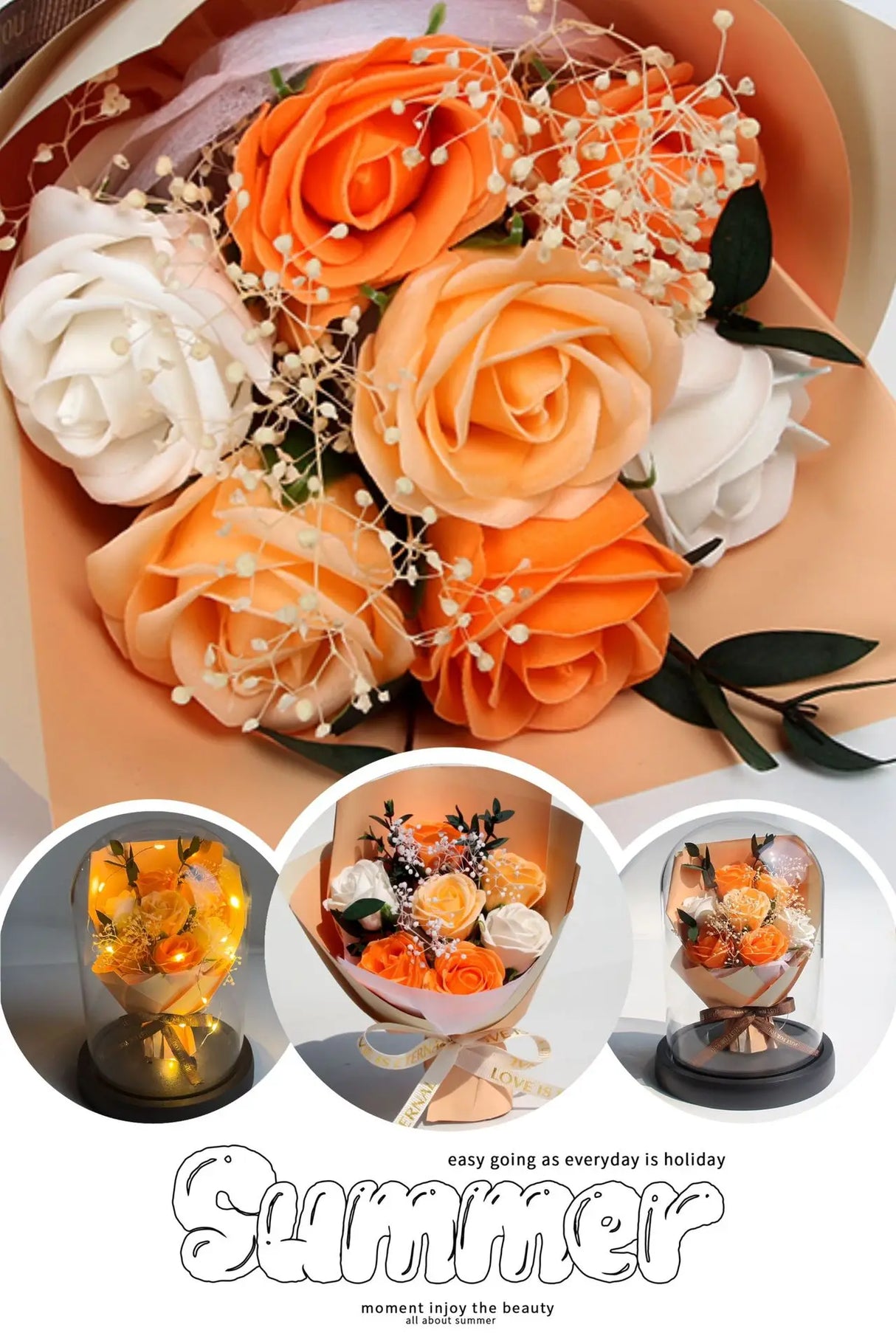 星空ガラスカバーの永遠のバラ