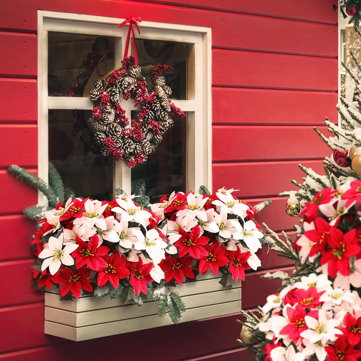 【クリスマス用装飾】ポインセチア造花