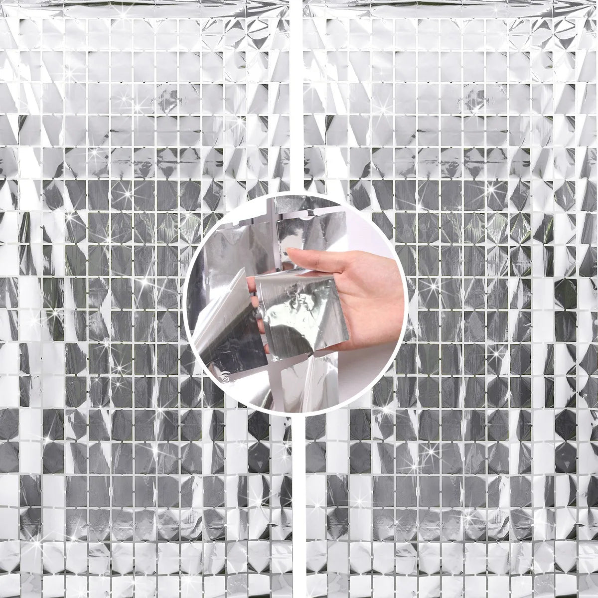 パーティー・インテリア装飾 キラキラ!ミラーボール風カーテン 4枚入セット