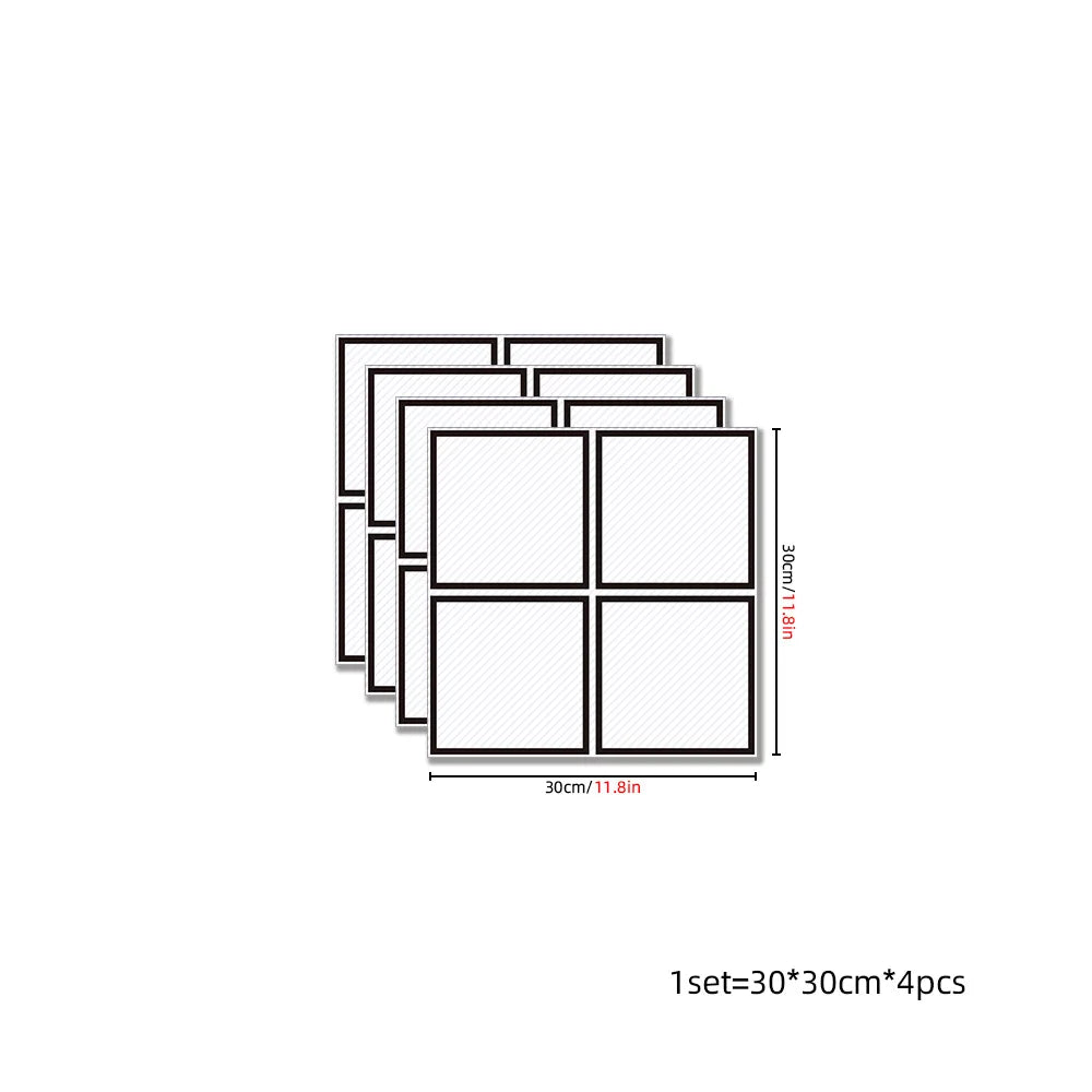 DIYフロアシート モノトーンモダン柄タイル風 ステッカー 4枚入 パターン