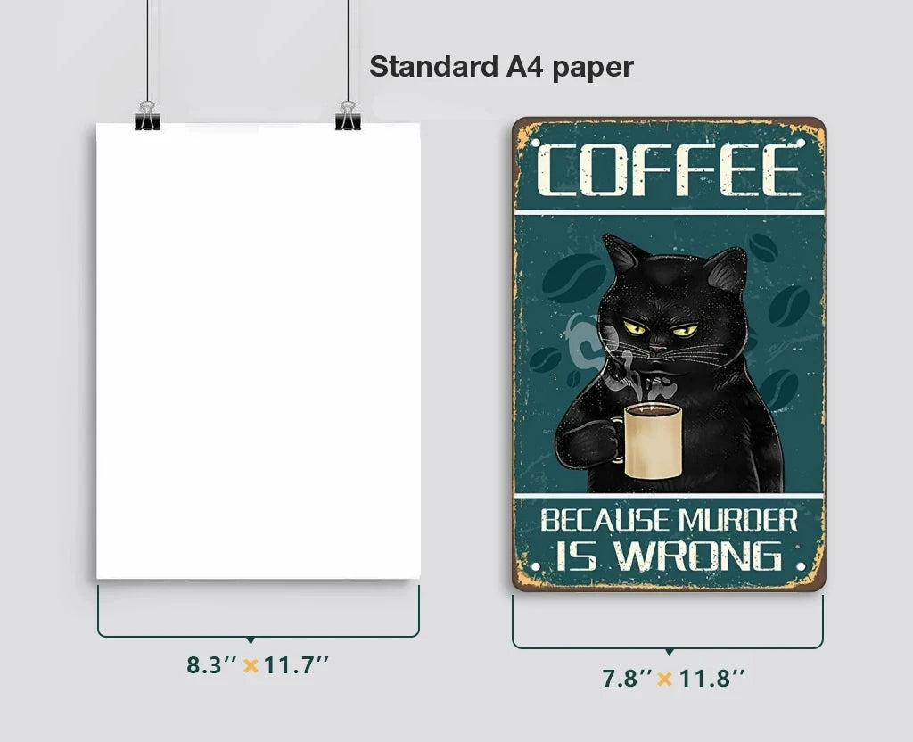 猫とコーヒー メタルブリキ看板