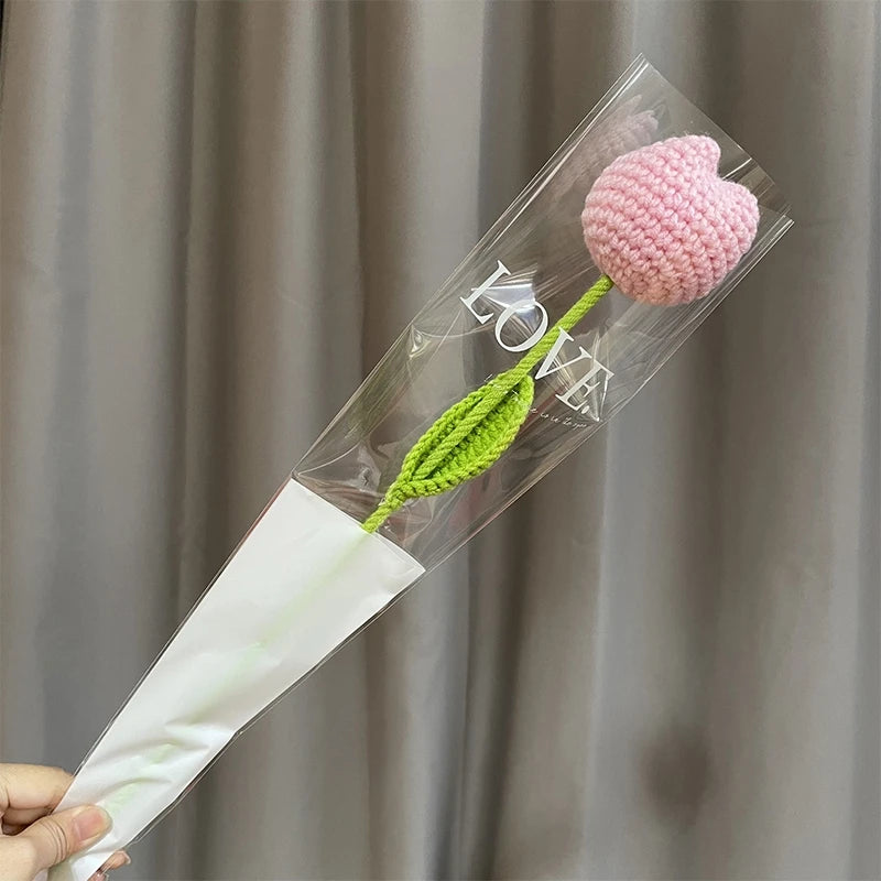 パーティー・インテリア装飾|アレンジメント用造花 かぎ針編みハート・チューリップ(40c)