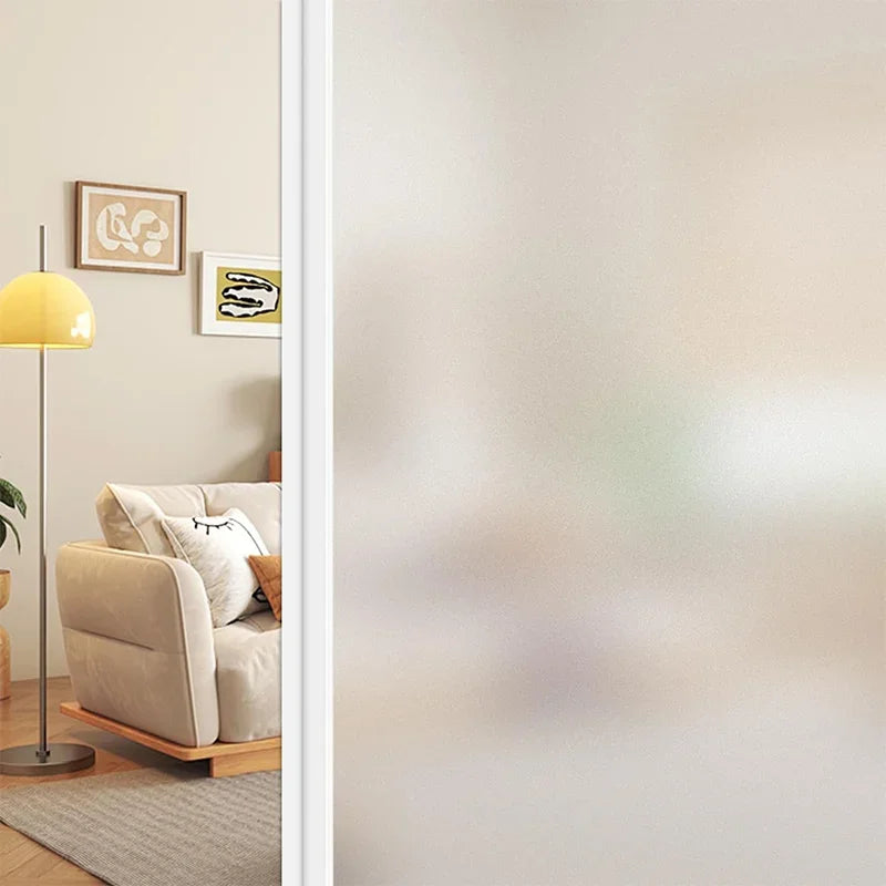 【静電気で簡単貼り付け】すりガラス風ガラスフィルム – プライバシー保護&UVカット&断熱効果