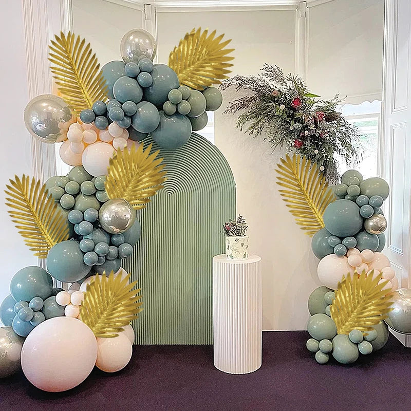 人工トロピカルヤシの葉・5個入り・ゴールドシルク・タートルリーフ