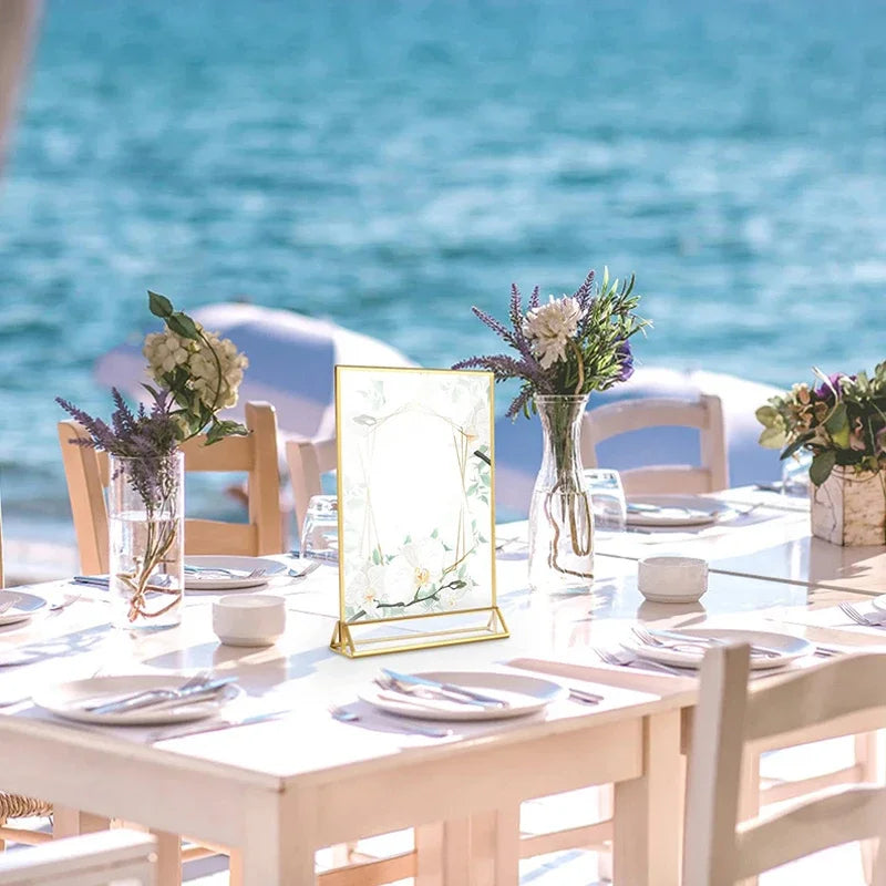 イベント・結婚式装飾|アクリル製ゴールド縁テーブルサインホルダー