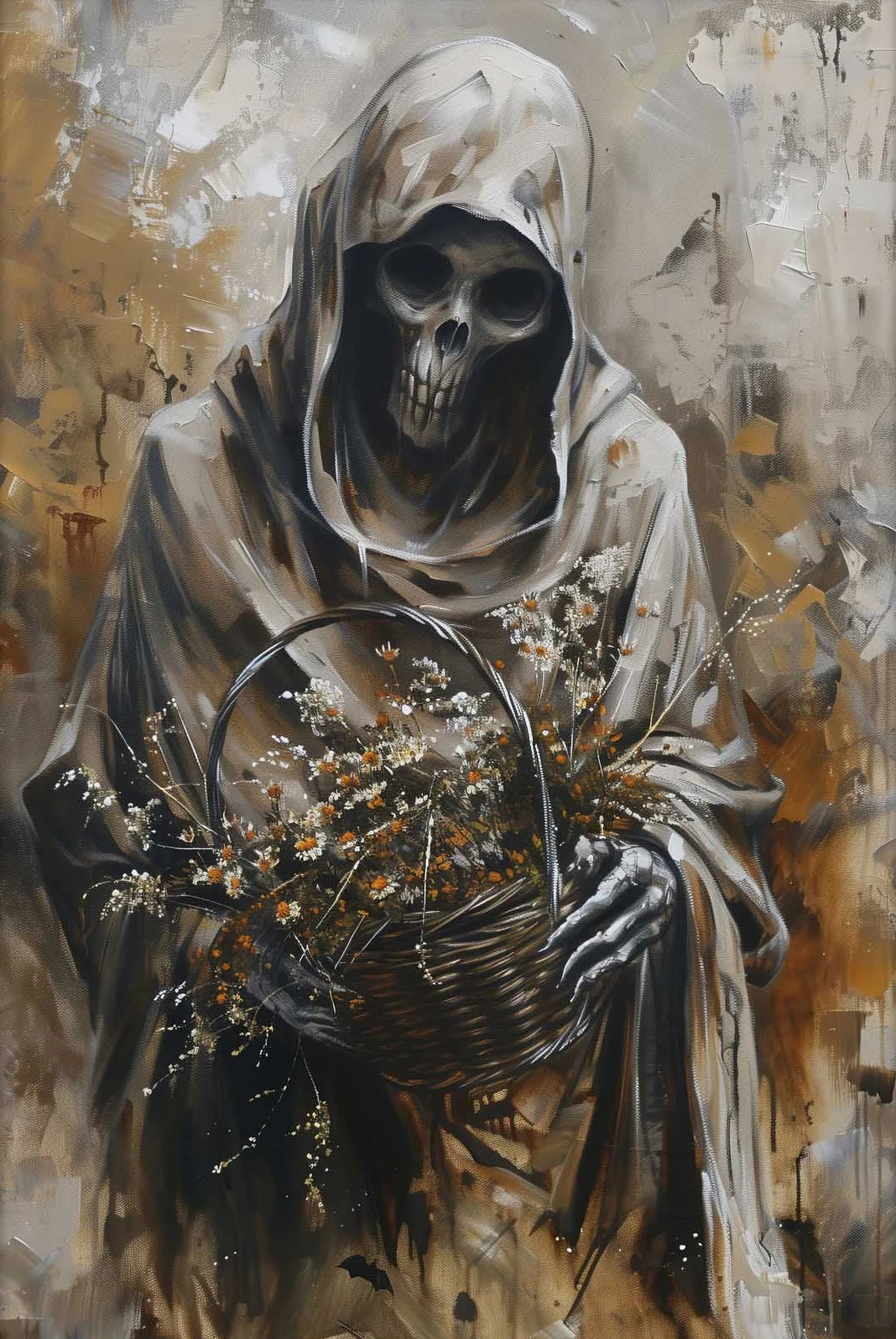 イベント・ハロウィングッズ|不気味な抽象スケルトンキャンバスアート