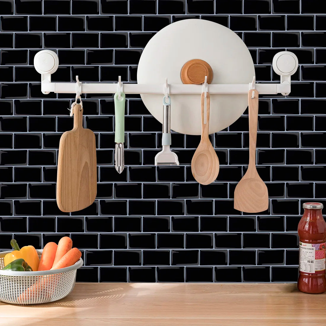 DIY用 レンガ型天然石風ステッカー 30.5×30.5㎝ 5pcs 正方形タイルデザイン