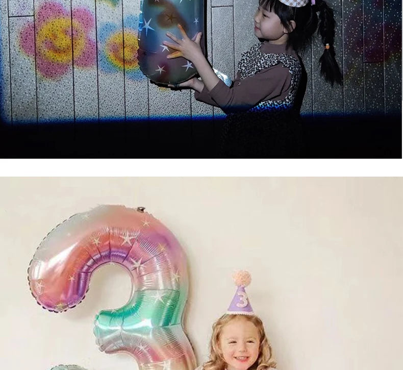 イベント・クリスマス装飾|グラデーションレインボー数字バルーン(ナンバーバルーン)