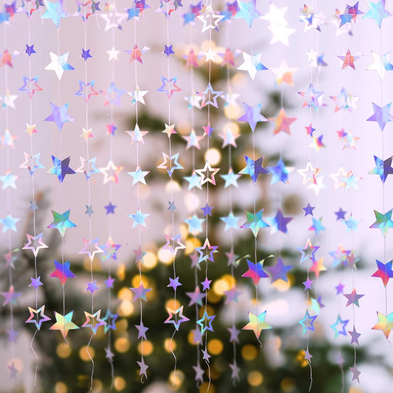 イベント・クリスマス装飾|虹色星型ガーランドバナー