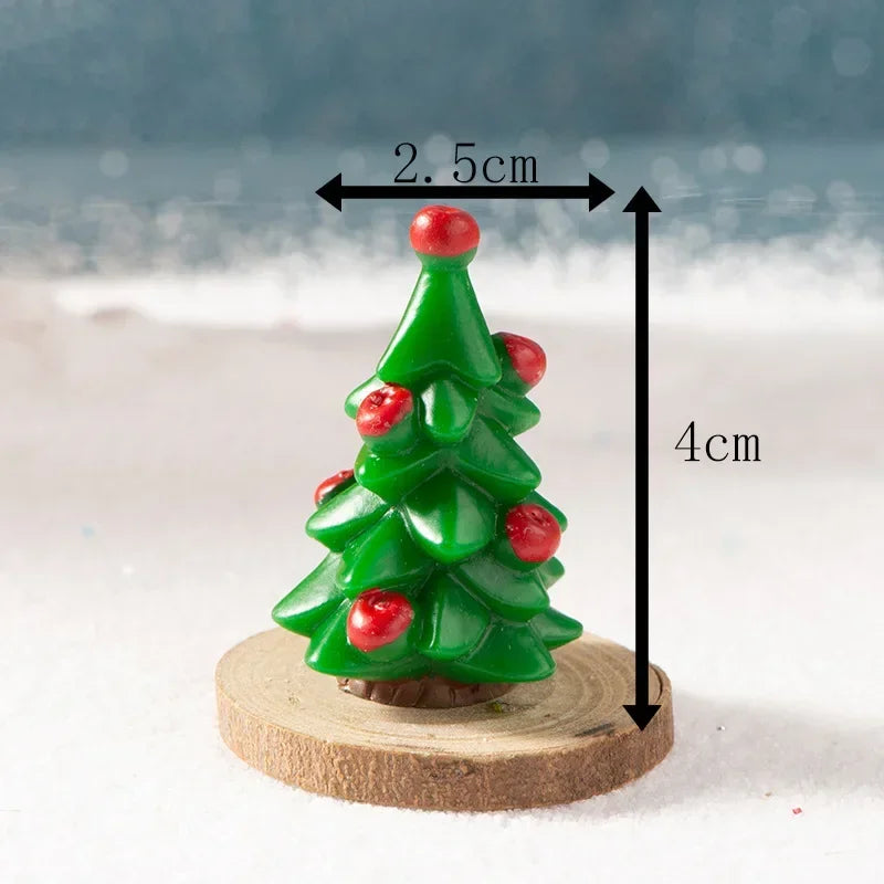 【クリスマス用装飾】ミニクリスマスツリー サンタ&妖精の樹脂置物