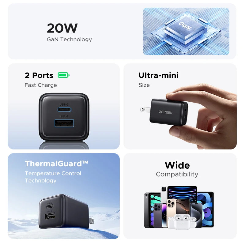 | イベント・ノベルティー用品 |  ミニ USB-C 充電器2ポート/20W