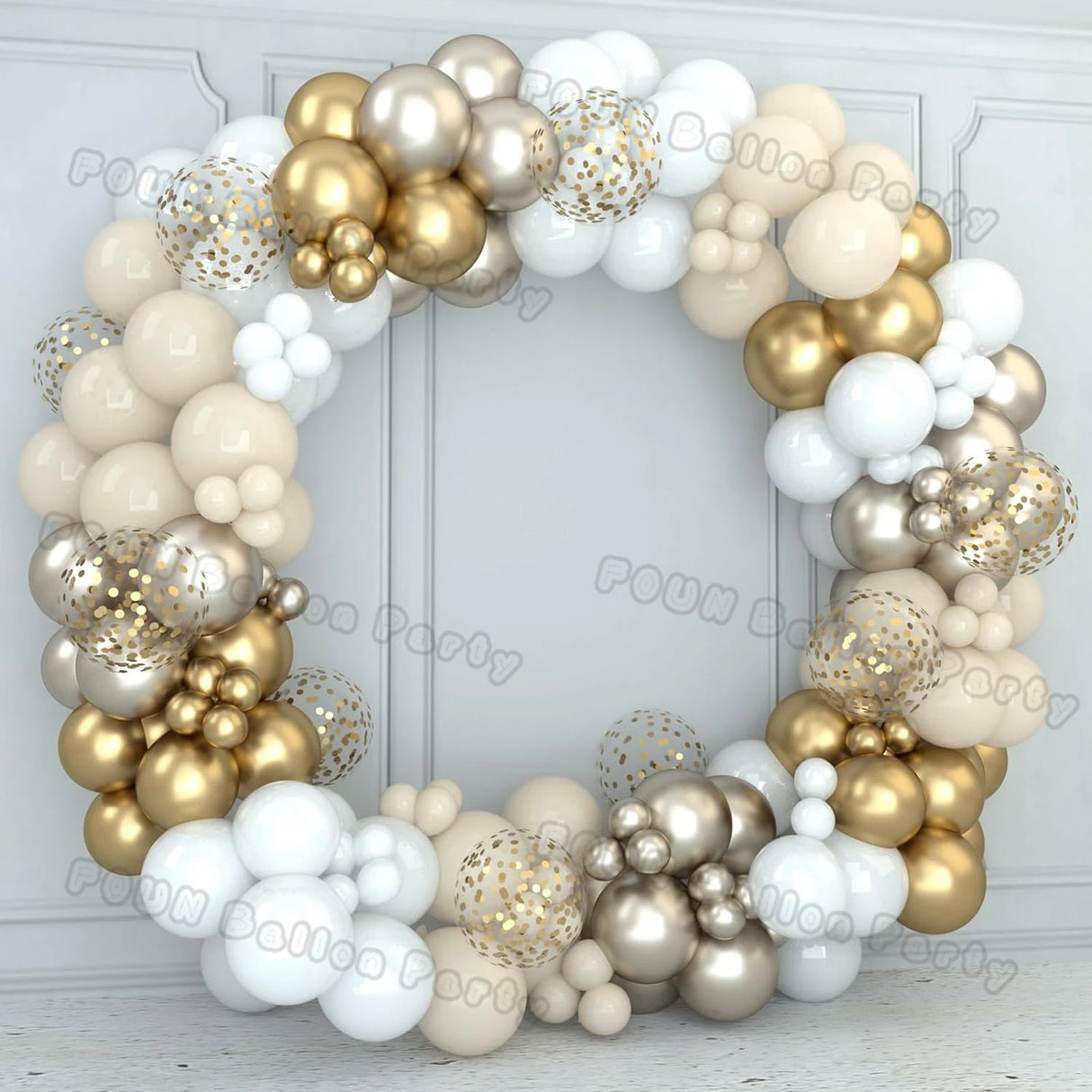 サンドホワイト&ゴールドバルーンアーチキット