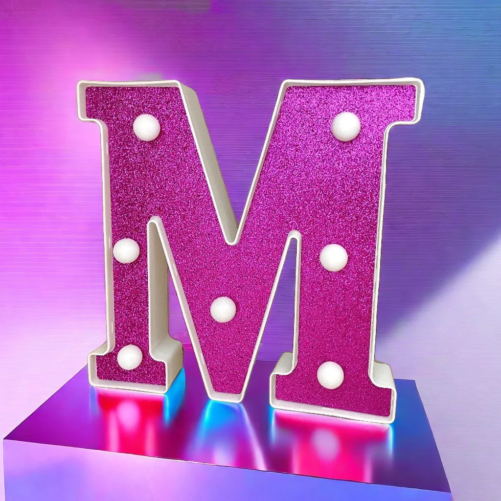 【LED装飾】LEDライト・デコレーションライト(ハート/アルファベット/数字)ピンク パープル 16cm PVC