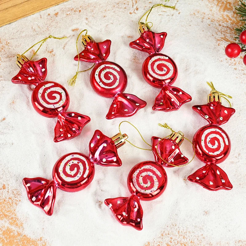 【クリスマス・インテリア用装飾】可愛い!キャンディー型オーナメントセット(6個入)