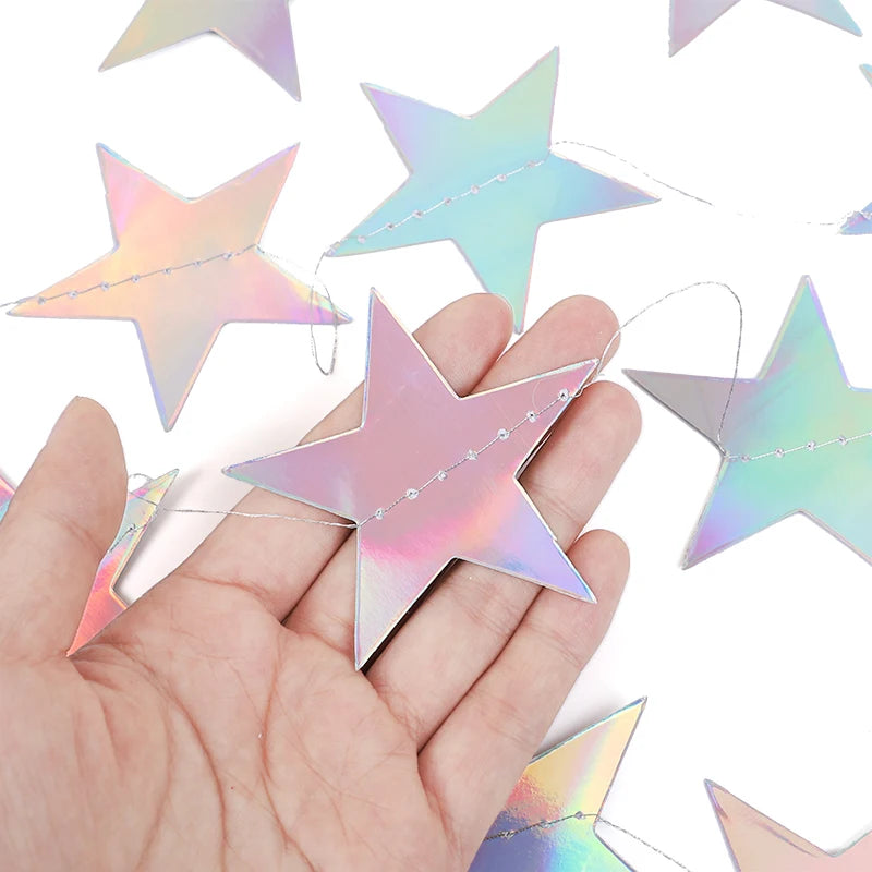 イベント・クリスマス装飾|虹色星型ガーランドバナー