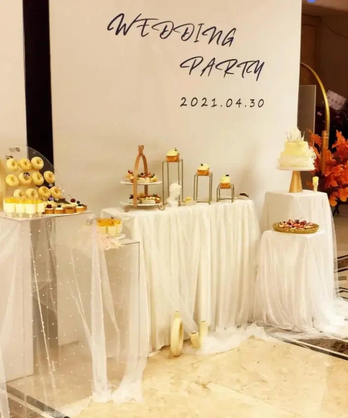 インテリア・パーティ装飾 | パール付きチュールテーブルクロス