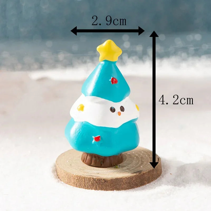 【クリスマス用装飾】ミニクリスマスツリー サンタ&妖精の樹脂置物