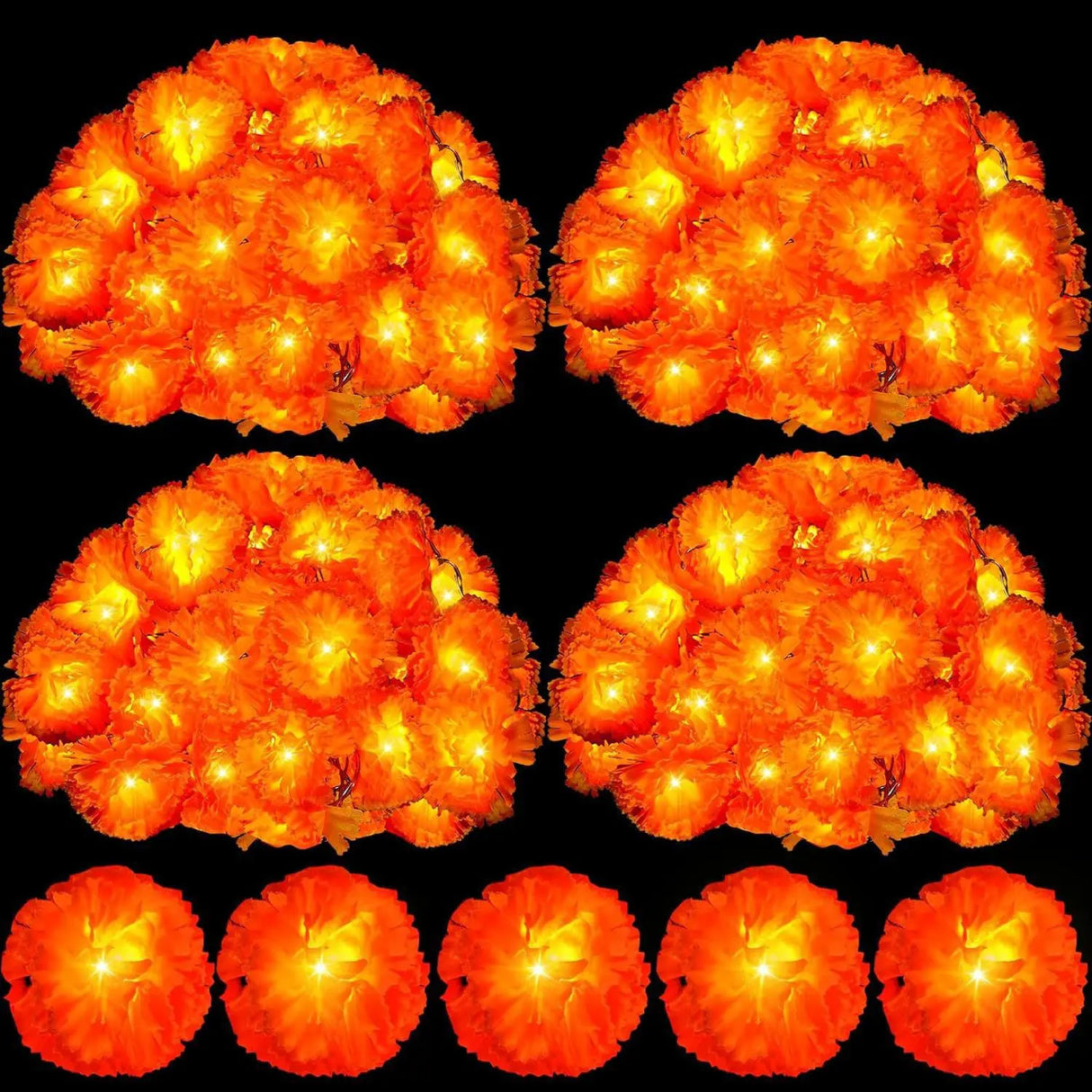イベント・ハロウィン装飾|マリーゴールドガーランドライト デコレーション(1.5M/3M)