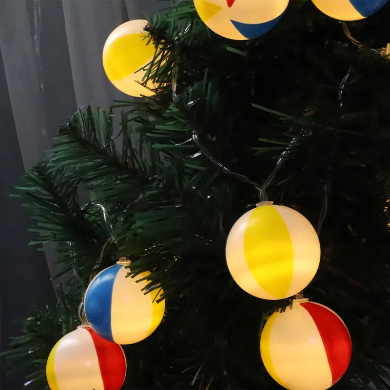 イベント・ハロウィン装飾|野球・サッカー・ビーチバレーボール型LEDストリングライト(1.5M/3M/6M)