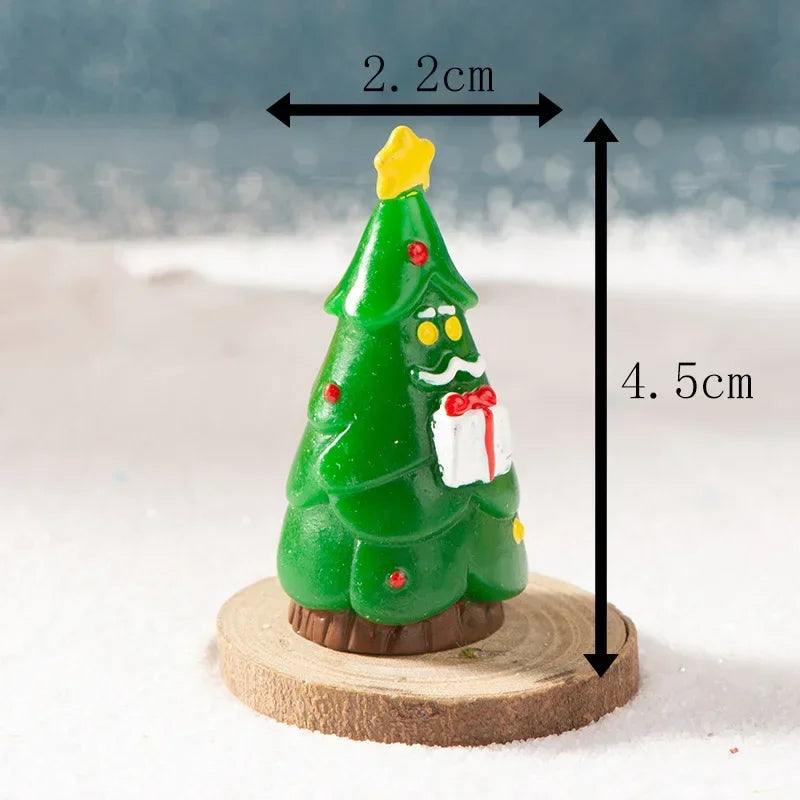 【クリスマス用装飾】ミニクリスマスツリー サンタ&妖精の樹脂置物