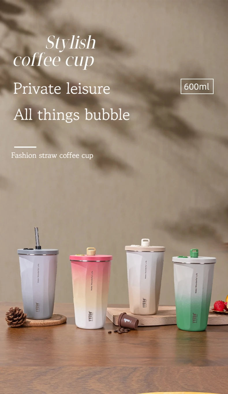 |イベント・ノベルティ用品 | 真空断熱ステンレス製 ストロー付きボトル | 600ml