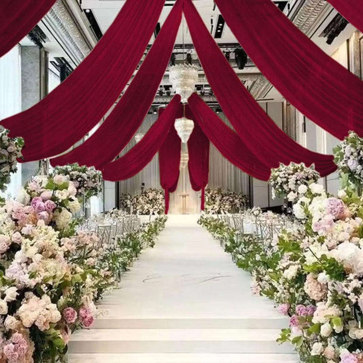 柔らかな白シフォンドレープ 天井装飾用