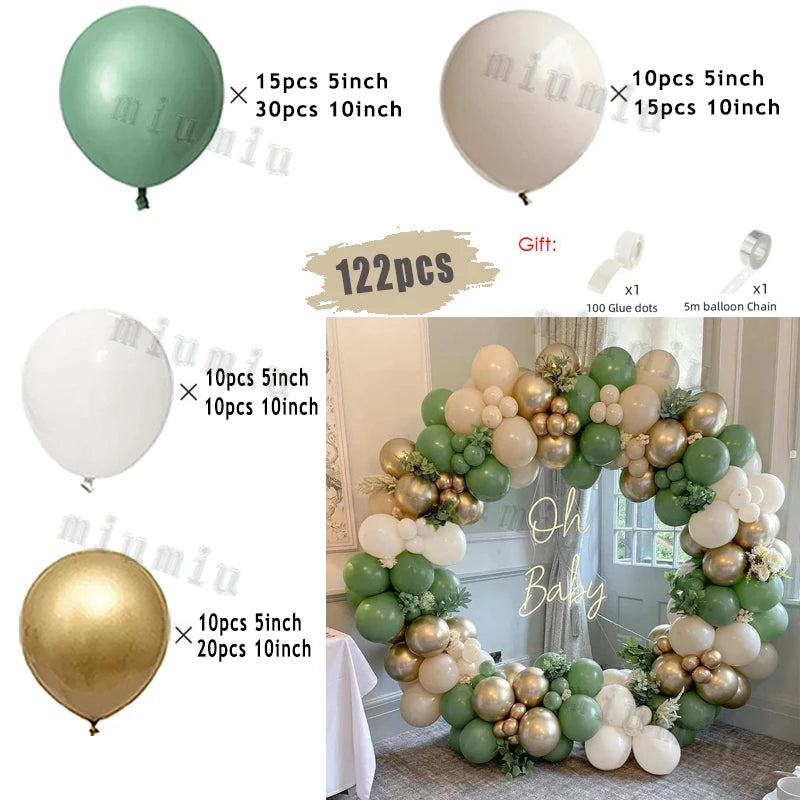 メタルグリーンゴールドバルーンアーチキット