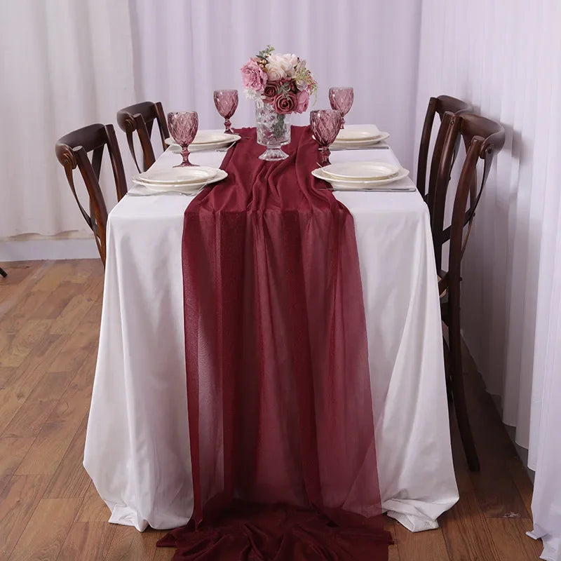 インテリア・パーティ装飾 | シフォンテーブルランナー| 全長1.8m/3m/4m/6m/8m