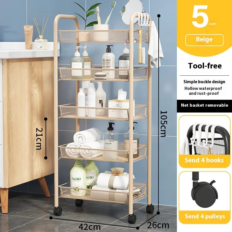 ネット什器多機能キャスター付きトロリーラック